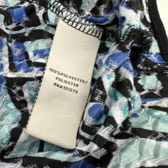 ECI New York Blouse Womens Large Blue Flutter Sleeve Costal Flowy Capsule - Picture 8 of 13